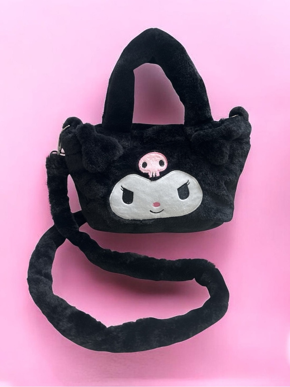 NWOT Black Kuromi Plush Character Crossbody Bag for Kids